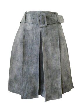 HACHE Pleated linen skirt w belt I 44 US 8